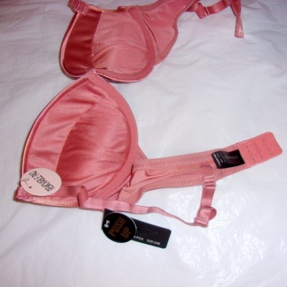 Youmita Old Rose Shiny Push-Up Plunge 34C Bra NWT - Picture 4 of 16